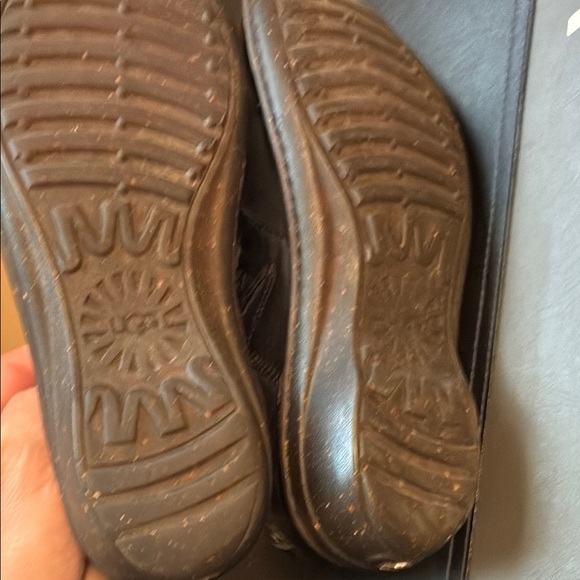 UGG Black Leather Slip-On Shoes - Picture 2 of 4